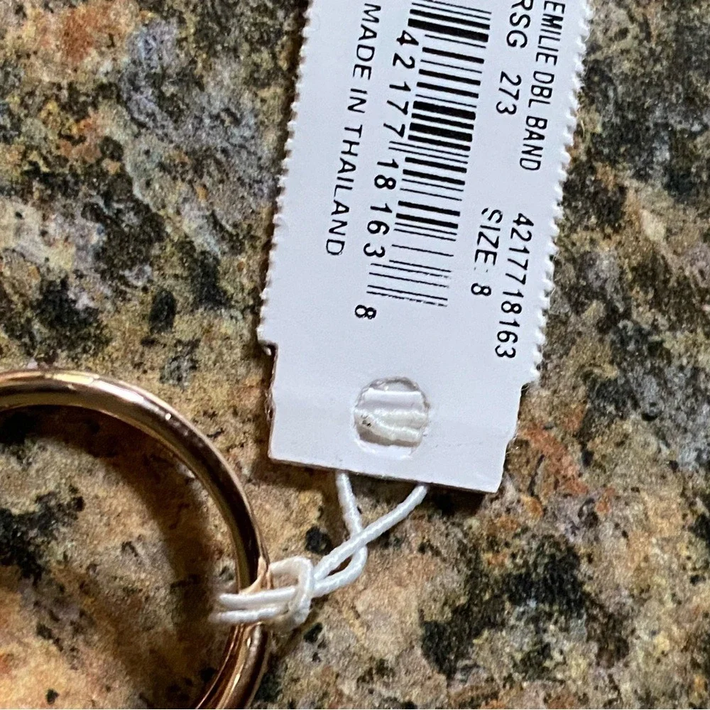Kendra Scott Emilie Ring Rose gold colored druzy stone size 8 NEW double band